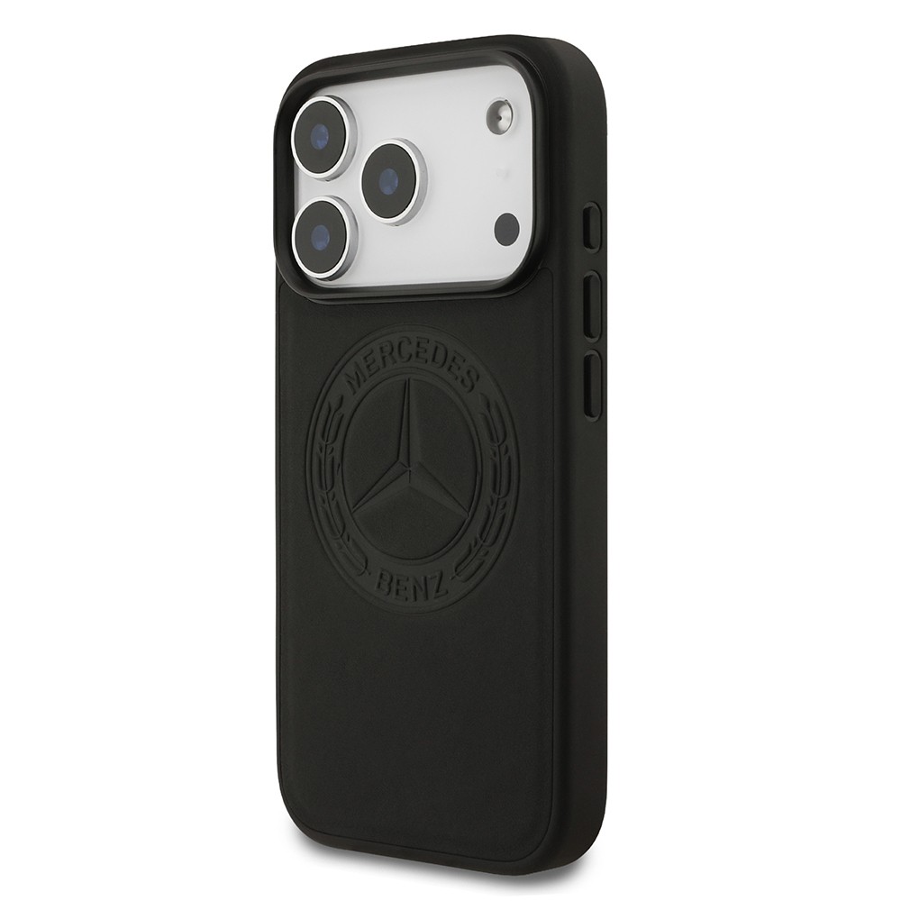Apple iPhone 17 Pro Kılıf Mercedes Benz Orjinal Lisanslı M-safe Şarj Özellikli Hakiki Deri Nostaljik Yıldız Dizayn Kapak