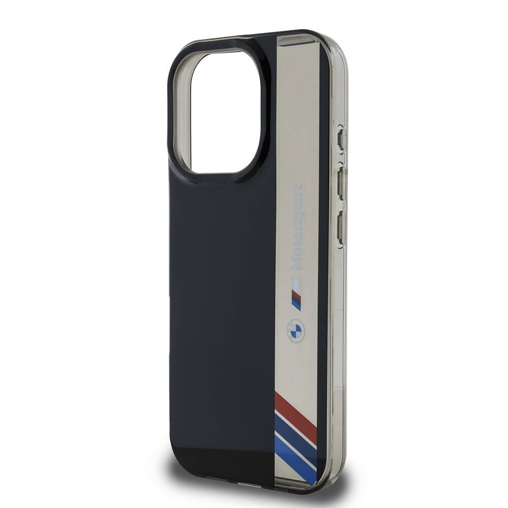 iPhone 16 Pro Max Kılıf BMW Orjinal Lisanslı M Logolu Üç Renk Çizgili Motorsport Vertical Stripe Kılıf