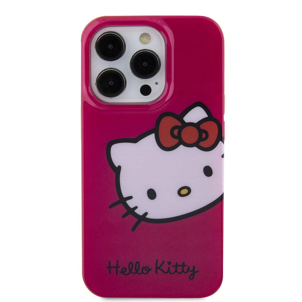 iPhone 15 Pro Kılıf Hello Kitty Orjinal Lisanslı Yazı ve İkonik Logolu Kitty Head Kılıf