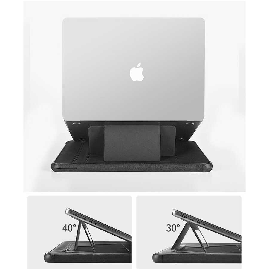 Macbook 14.2' 2021 Wiwu Defender Stand Case Taşınabilir Standlı Magnetik PU Laptop Çantası