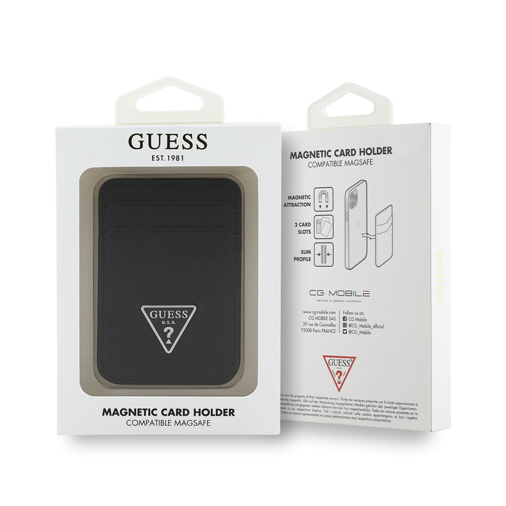 Guess Orjinal Lisanslı 2 Hazneli Üçgen Logolu Deri Magnetik Kartlık