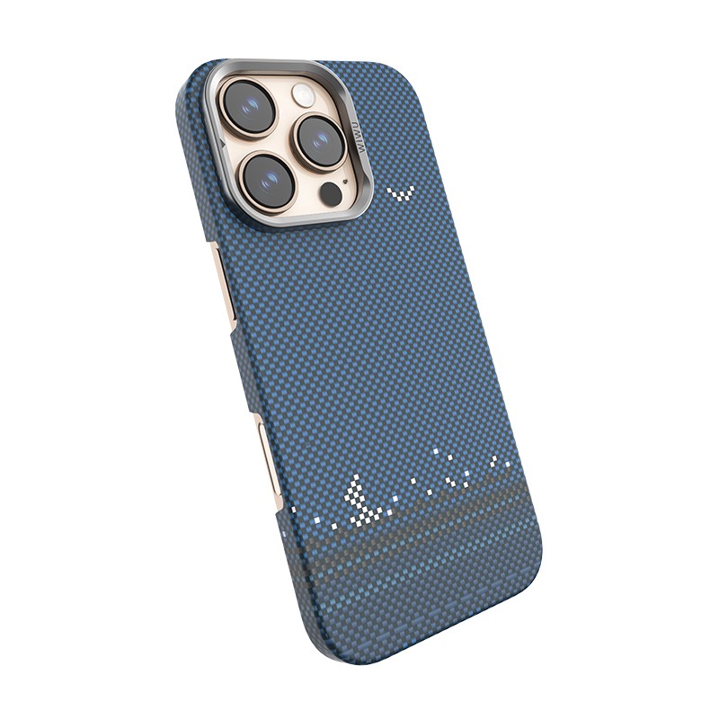 Apple iPhone 16 Pro Max Kılıf Wiwu DCC-209 Magsafe Şarj Özellikli Kamera Standlı Aramid Fiber Tasarım Kevlar Kapak