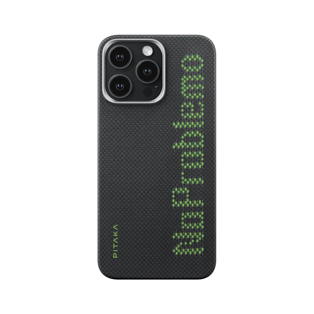 iPhone 15 Pro Kılıf Magsafe Şarj Özellikli Lumintex Teknolojili Fosforlu Aramid Fiber Pitaka Tactile Woven Aries Serisi Kılıf