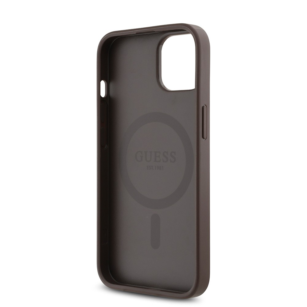iPhone 14 Kılıf Guess Orjinal Lisanslı Magsafe Şarj Özellikli Gül Baskılı 4G Desenli Yazı Logolu Kılıf