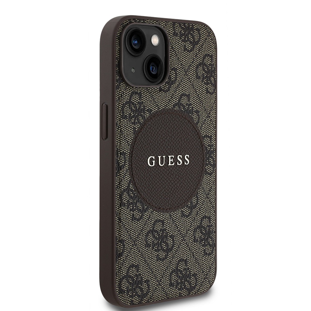 Apple iPhone 14 Kılıf Guess Orjinal Lisanslı Magsafe Şarj Özellikli Yazı Logolu Circle Classic Kapak