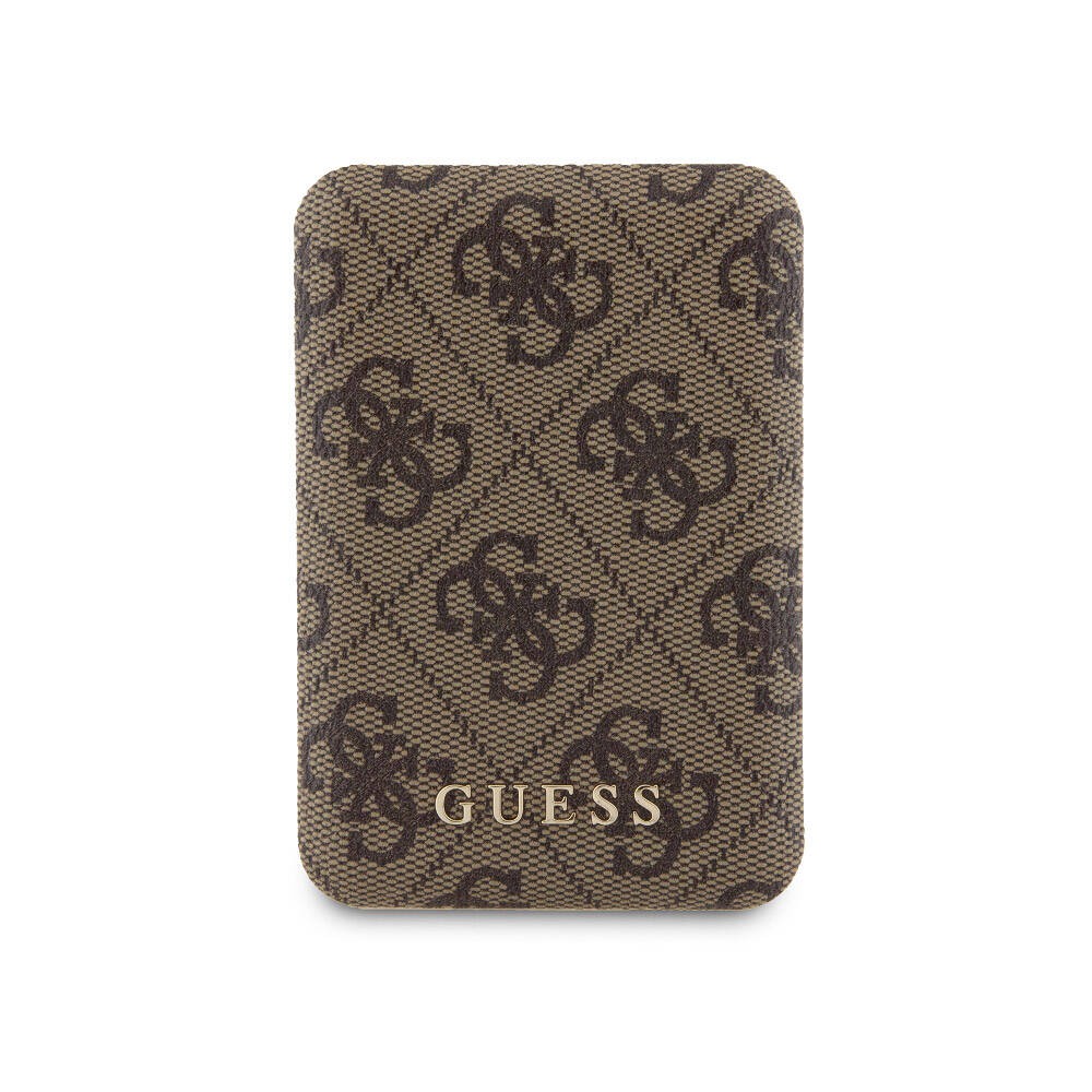 iPhone 14 Kılıf Guess Orjinal Lisanslı Magsafe Şarj Özellikli Yazı Logolu 4G Desenli Kapak + Powerbank 5000mAh 2in1 Set
