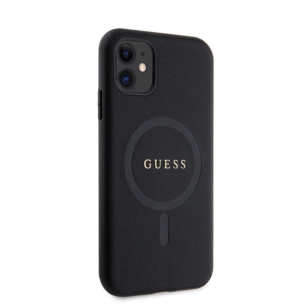 iPhone 14 Kılıf Guess Orjinal Lisanslı Magsafe Şarj Özellikli Yazı Logolu Saffiano Classic Kılıf