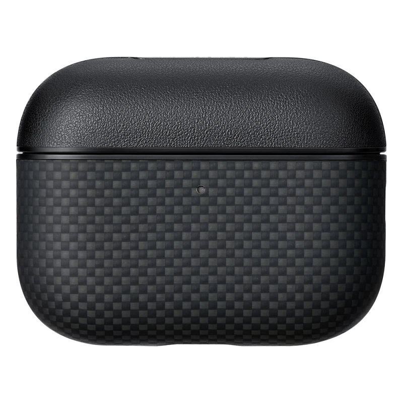 Apple Airpods Pro 3 Kılıf 1500D Aramid Fiber Pitaka Ultra-Slim Classic Serisi Black-Grey Twill Kapak