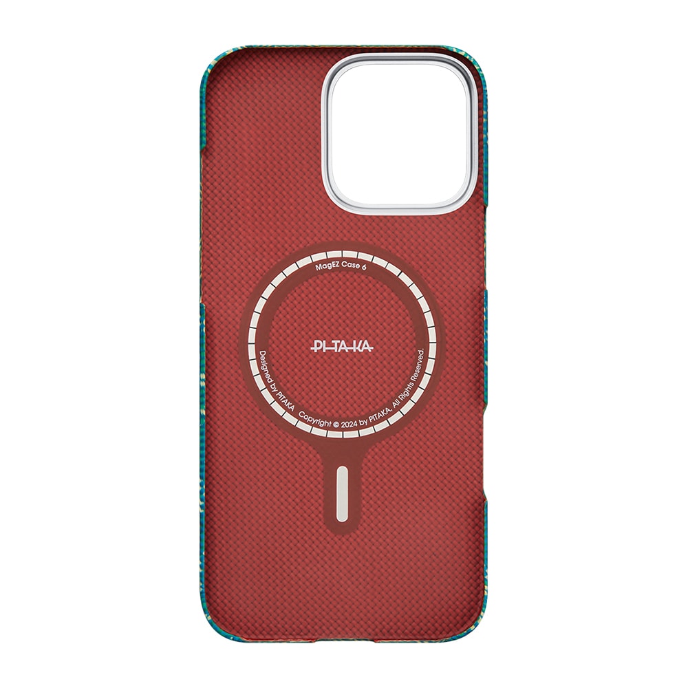 Apple iPhone 16 Pro Kılıf M-safe Şarj Özellikli Aramid Fiber Pitaka Tactile Woven Monogram Serisi Kapak