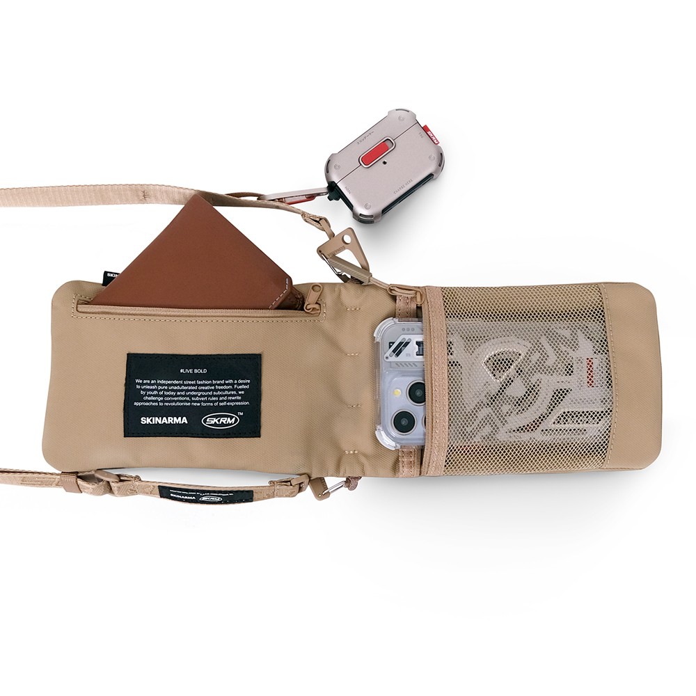 Skinarma Sling Pouch Juno Cross-Hatch Desenli Naylon Scout Boyun Askı Kayışlı Çapraz Vücut Çantası