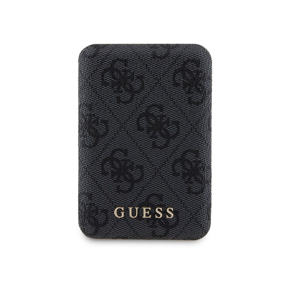 Guess Orjinal Lisanslı Dijital Led Göstergeli PU Deri 4G Desenli Metal Yazı Logolu Powerbank 5000mAh 15W