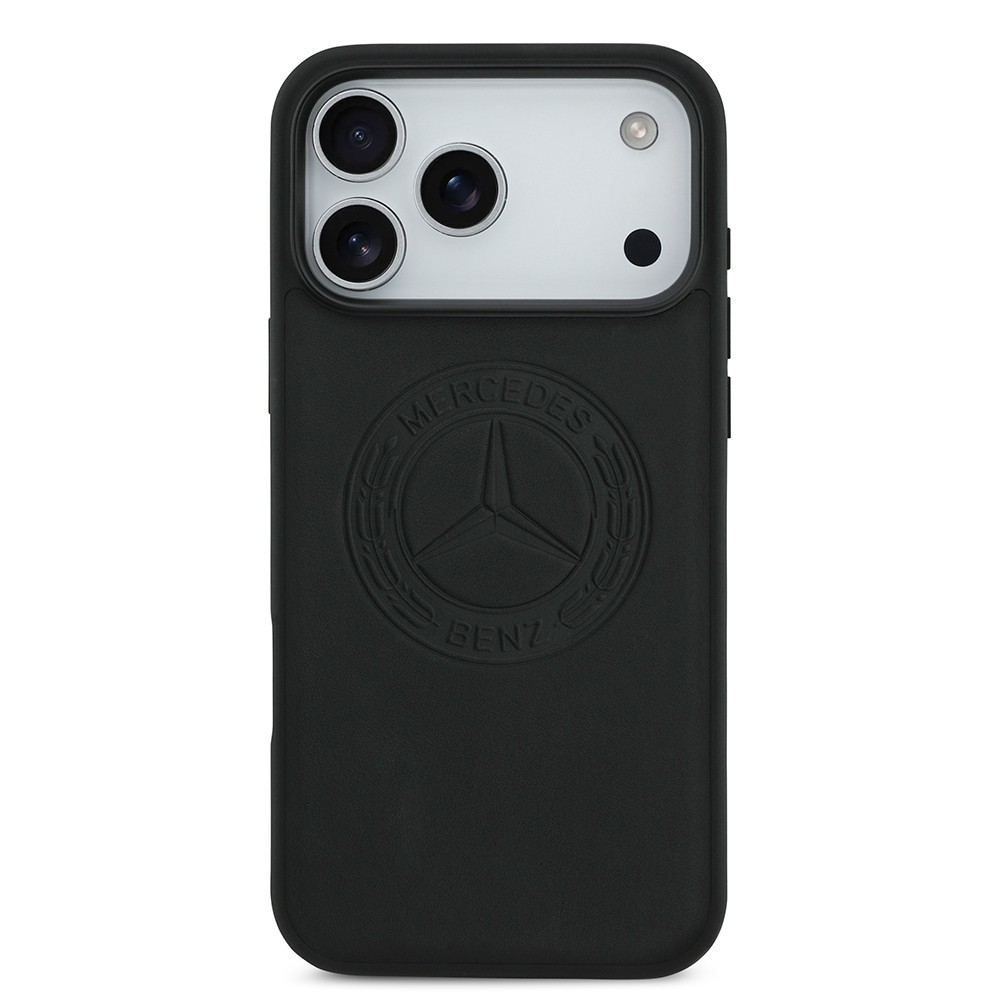 Apple iPhone 17 Pro Max Kılıf Mercedes Benz Orjinal Lisanslı M-safe Şarj Özellikli Hakiki Deri Nostaljik Yıldız Dizayn Kapak