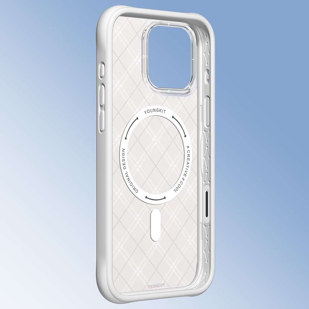 Apple iPhone 16 Pro Kılıf M-safe Şarj Özellikli Youngkit Argyle Serisi Kapak