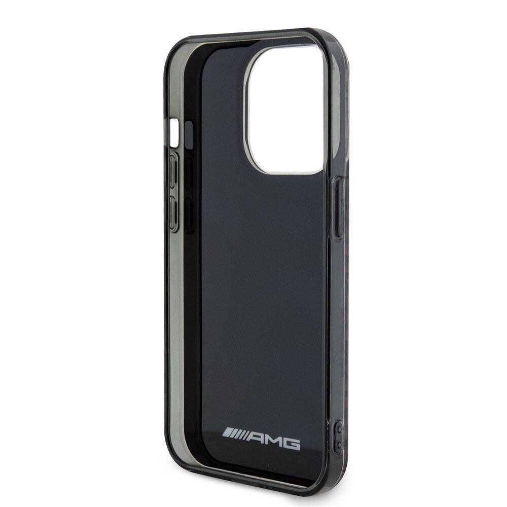 iPhone 15 Pro Max Kılıf AMG Orjinal Lisanslı Çift Katmanlı Büyük Logolu Dörtgen Şerit Desenli Kılıf