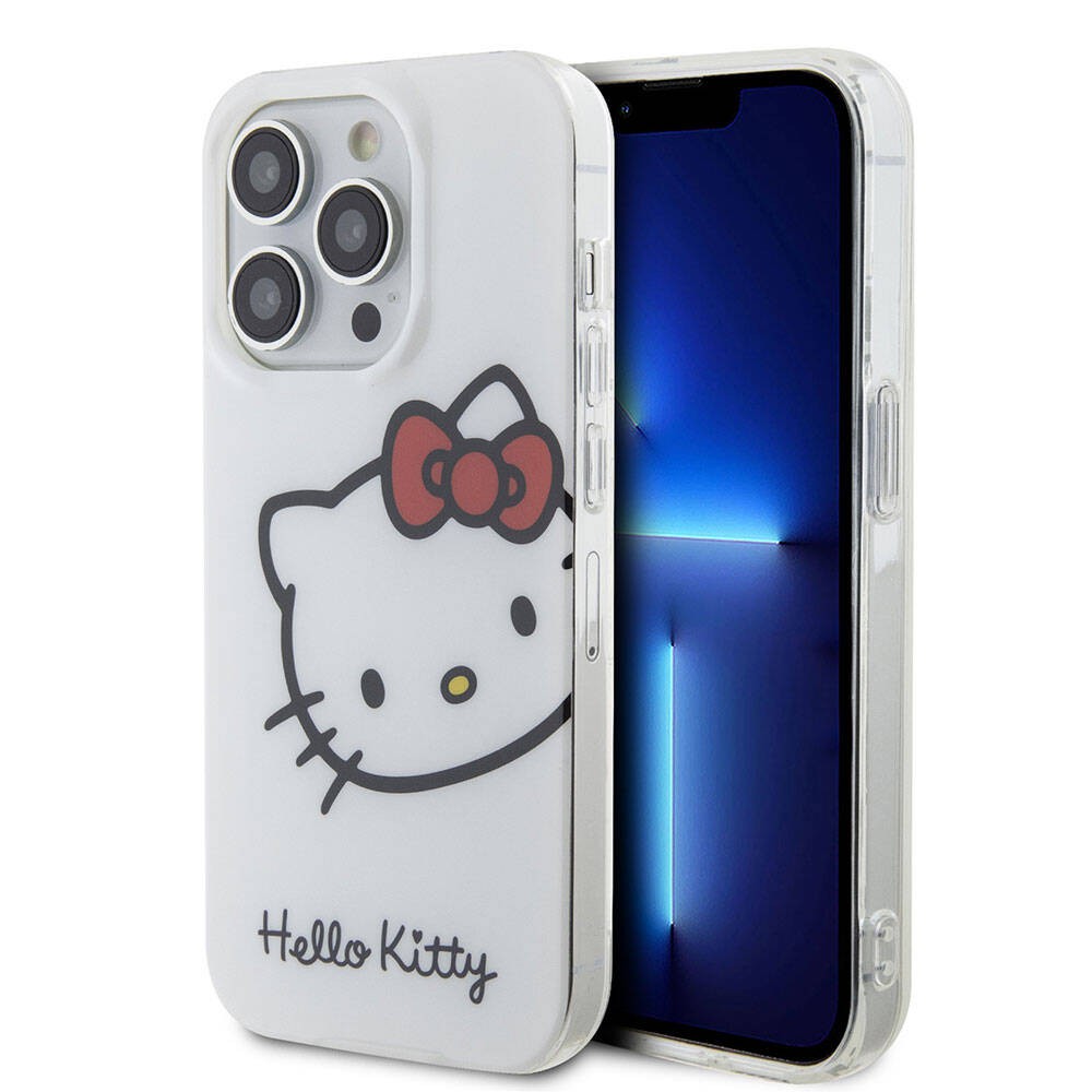 iPhone 15 Pro Kılıf Hello Kitty Orjinal Lisanslı Yazı ve İkonik Logolu Kitty Head Kılıf