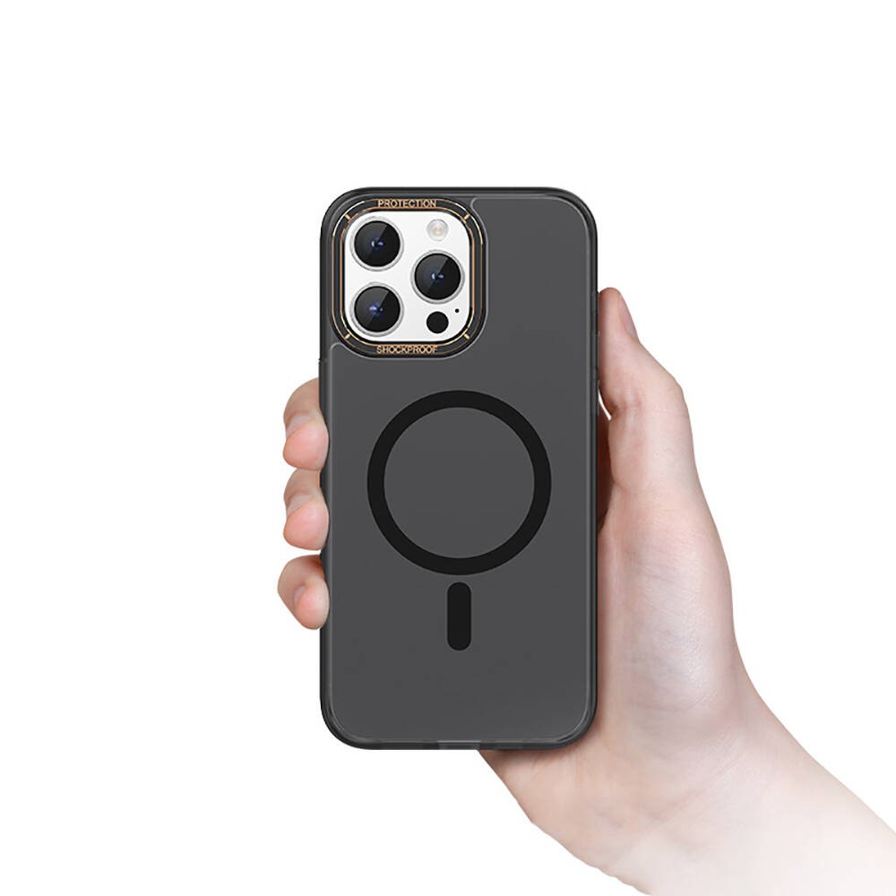iPhone 15 Pro Kılıf Magsafe Şarj Özellikli Cam Arka Yüzey Recci Michelin Serisi Kılıf