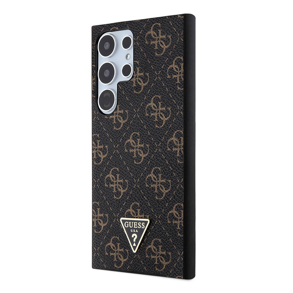 Galaxy S24 Ultra Kılıf Guess Orjinal Lisanslı PU Üçgen Logo 4G Desenli Kılıf
