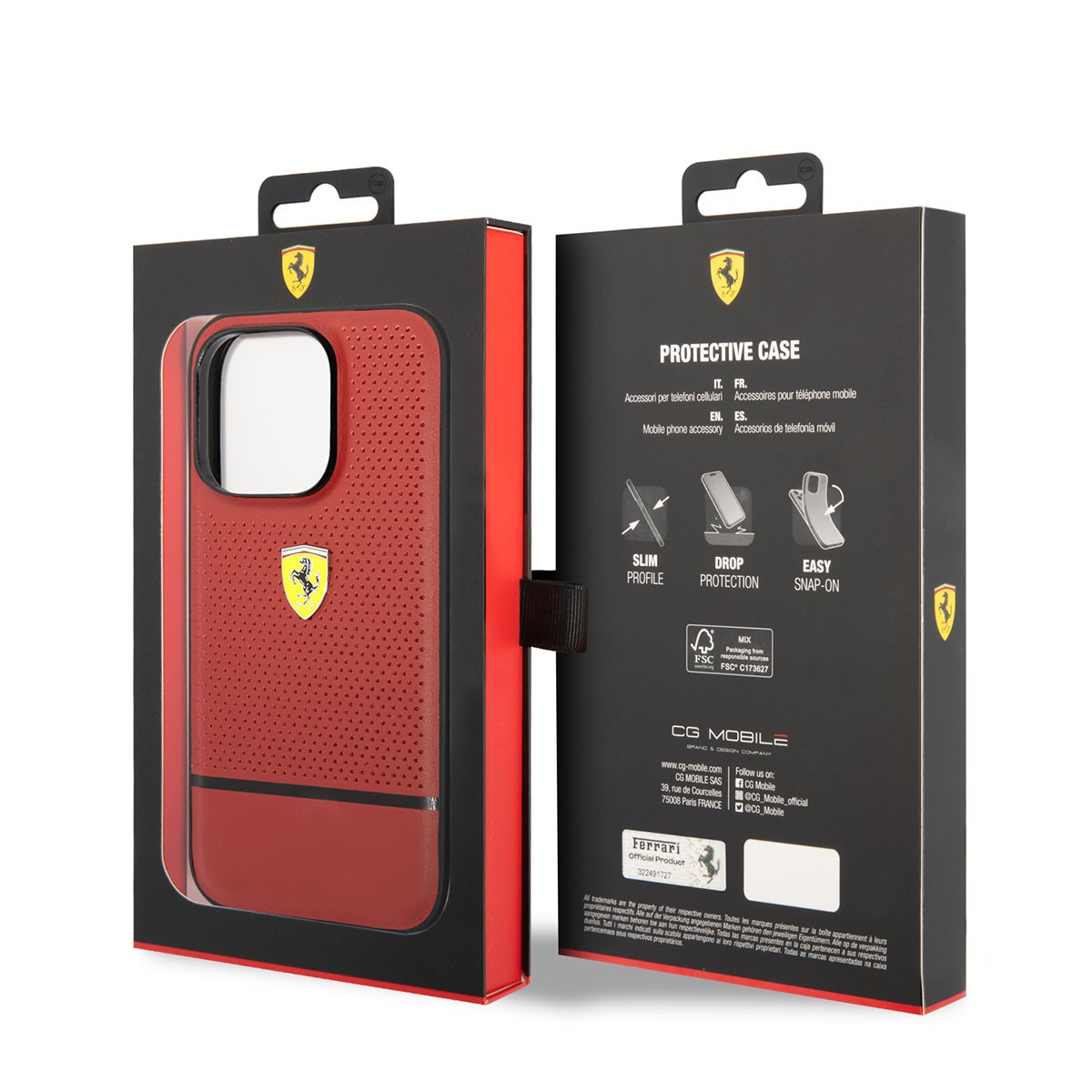 iPhone 14 Pro Max Kılıf Ferrari Orjinal Lisanslı Deri Delikli Ve Çizgili Dizayn Kılıf