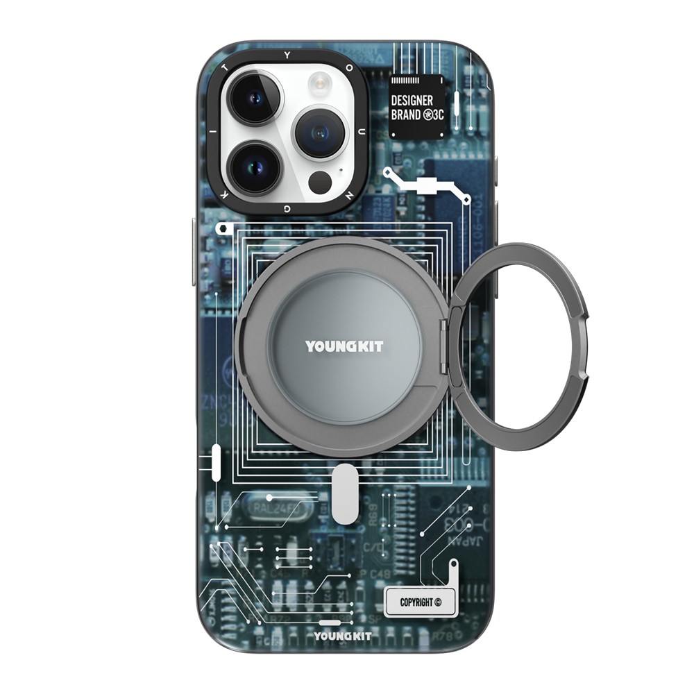 iPhone 14 Pro Kılıf Magsafe Şarj Özellikli Youngkit 360° Standlı Technology Serisi Kılıf