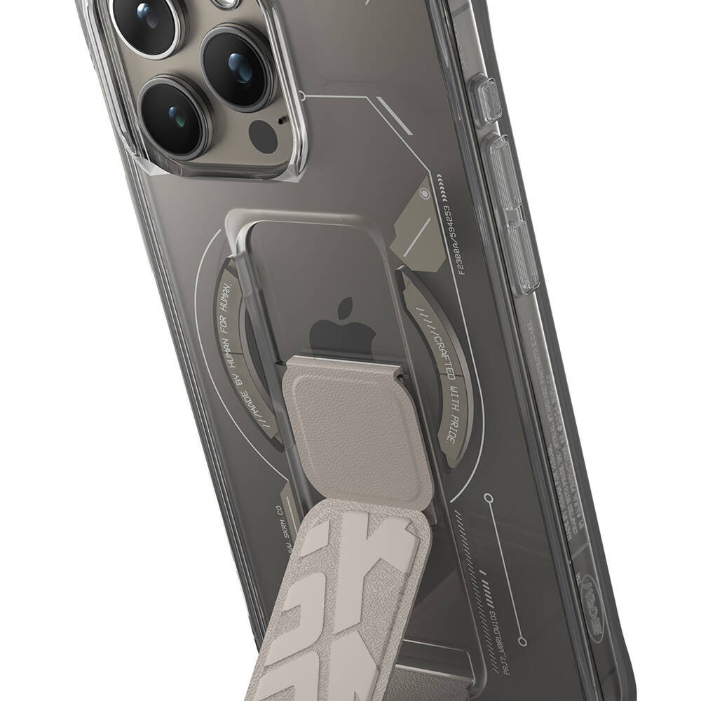 iPhone 15 Pro Kılıf Skinarma Magsafe Şarj Özellikli Teknoloji Desenli Standlı Helio Kılıf
