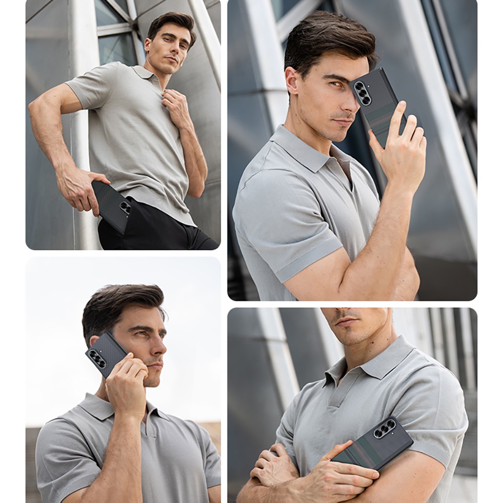 Galaxy Z Fold 7 Kılıf M-safe Şarj Özellikli Karbon Fiber Tasarımlı Benks Aurora ArmorAir Kevlar Kapak