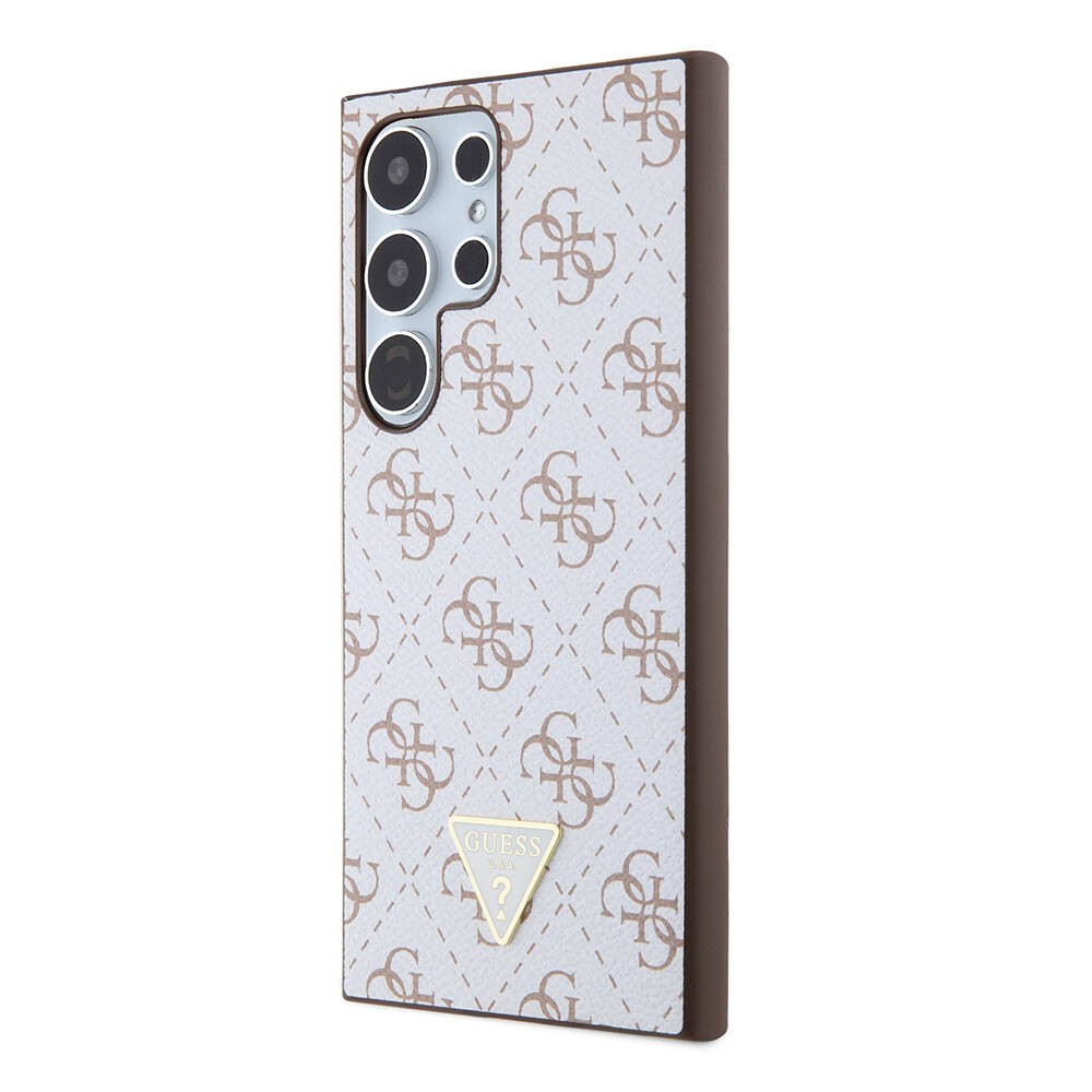 Galaxy S24 Ultra Kılıf Guess Orjinal Lisanslı PU Üçgen Logo 4G Desenli Kılıf
