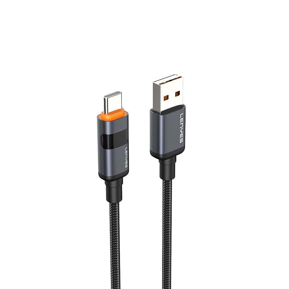 Lenyes LC529 USB-A to Type-C LED Dijital Göstergeli Hızlı Şarj Özellikli Data ve Şarj Kablosu 66W 1M