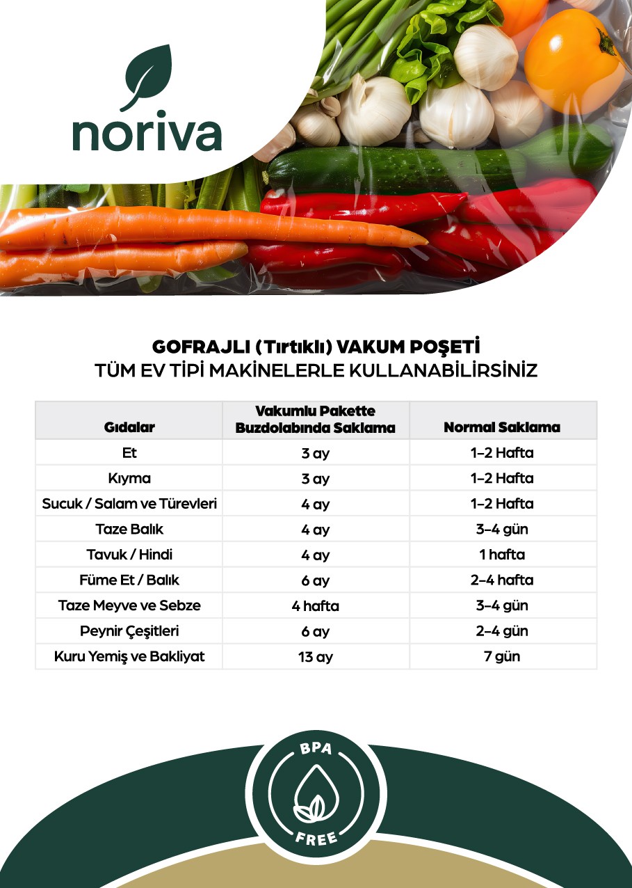 Noriva Ev Tipi Vakum Makinesi Poşeti 25x35 Cm