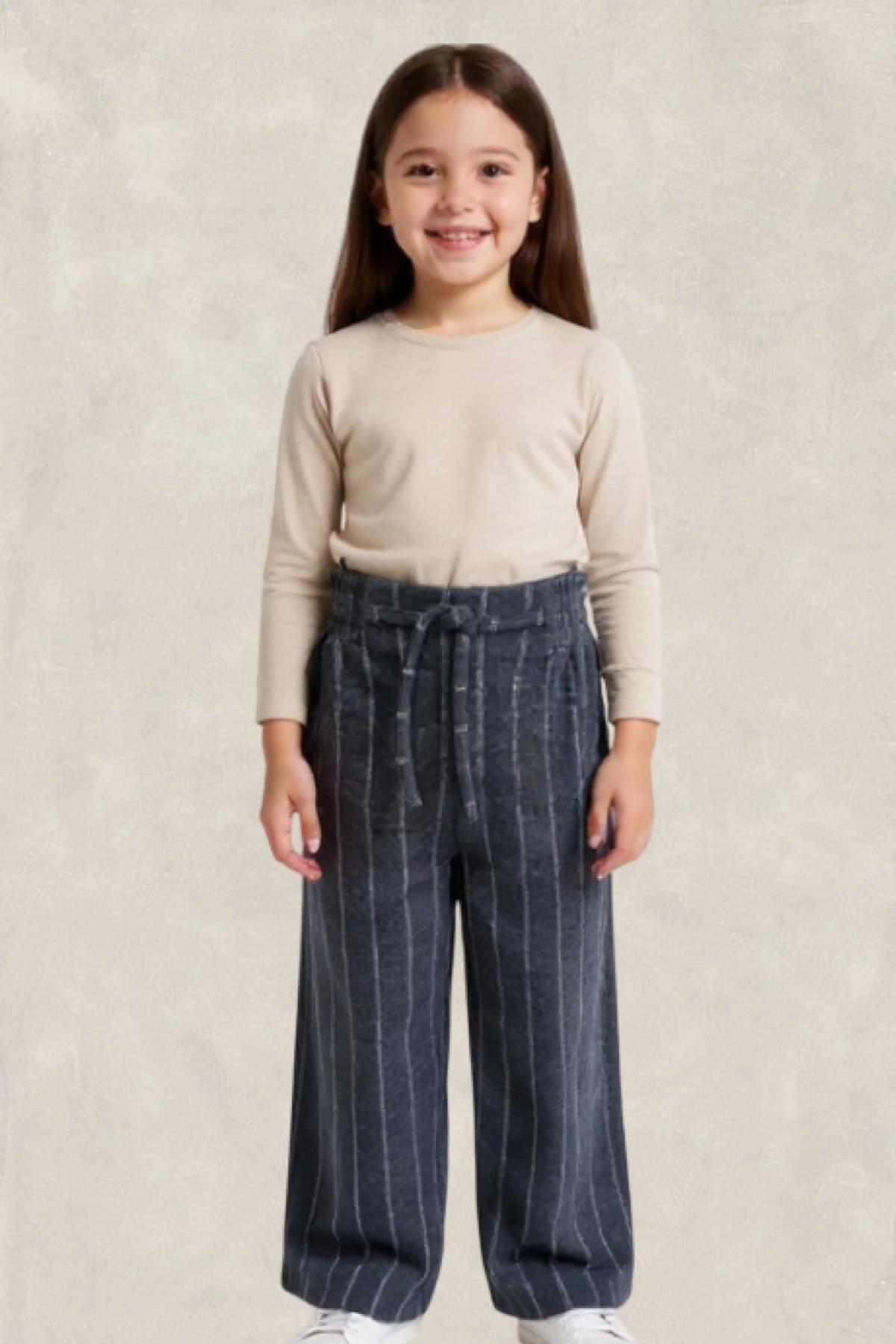 Çizgili Geniş Paça Pantolon