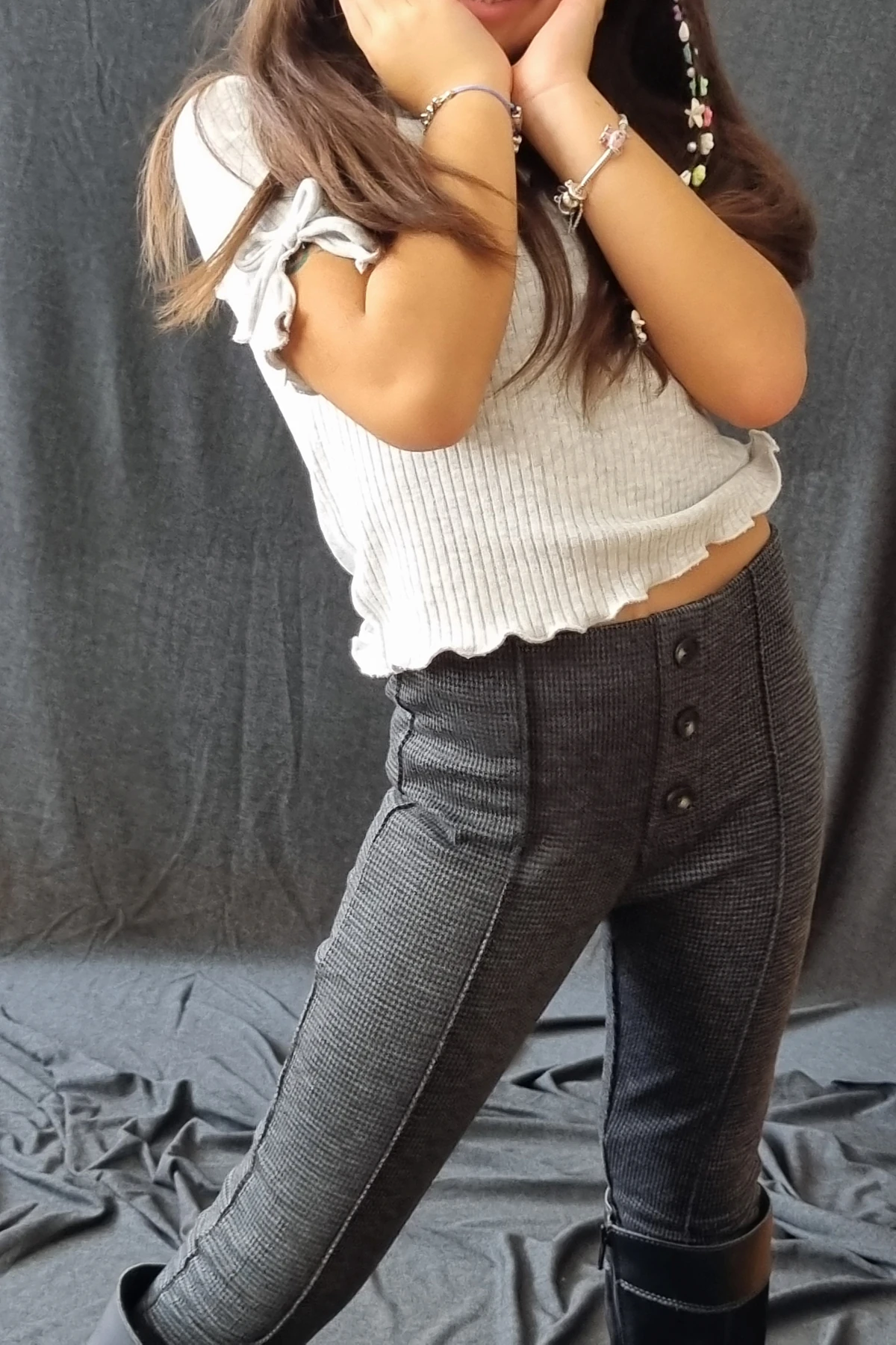 Yüksek Bel Düğmeli Tayt