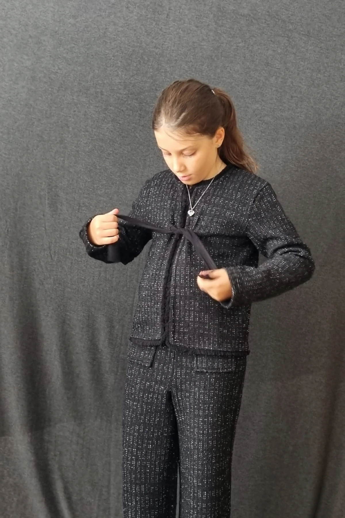 Siyah Lurexli Ceket, Pantolon Takım