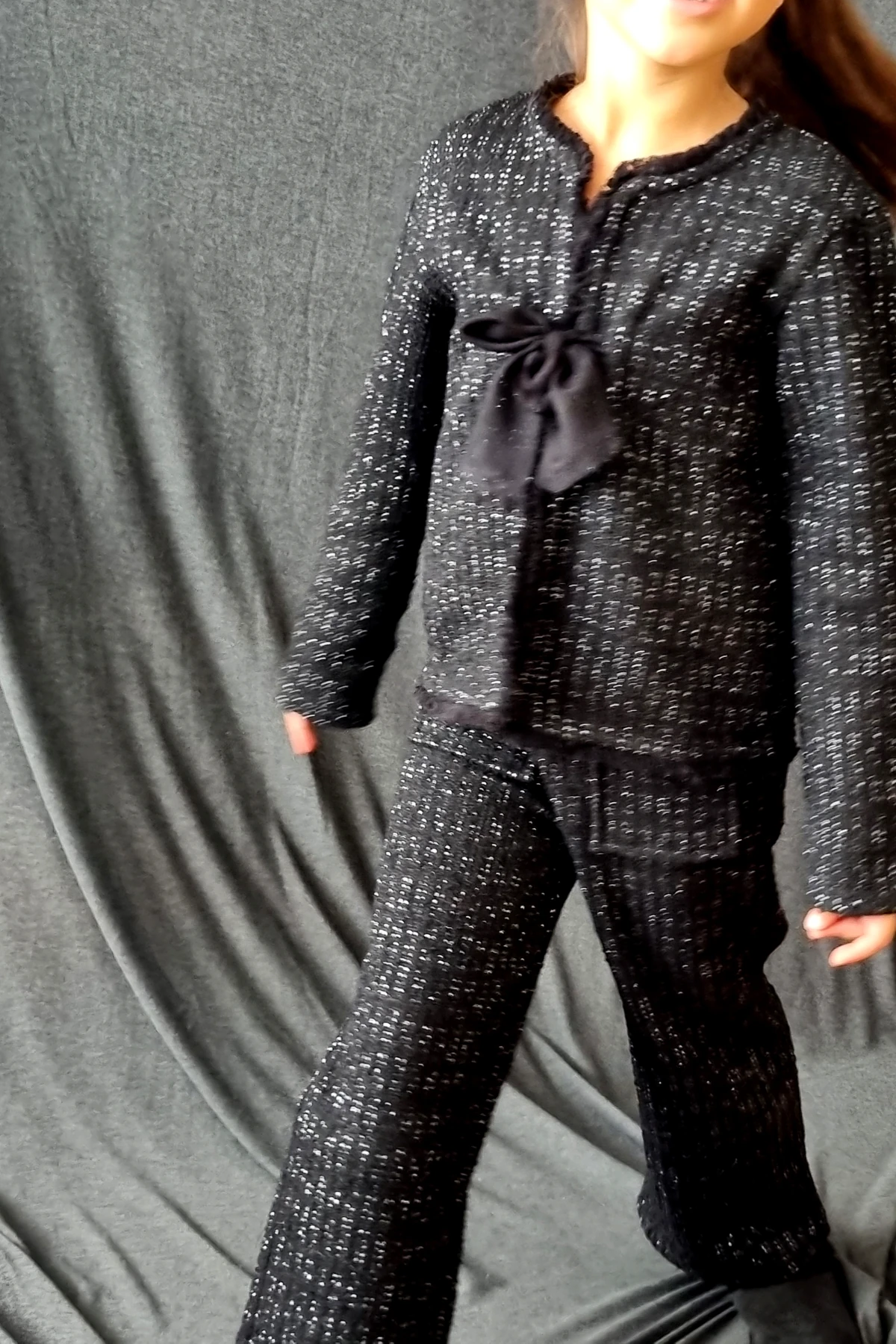Siyah Lurexli Ceket, Pantolon Takım