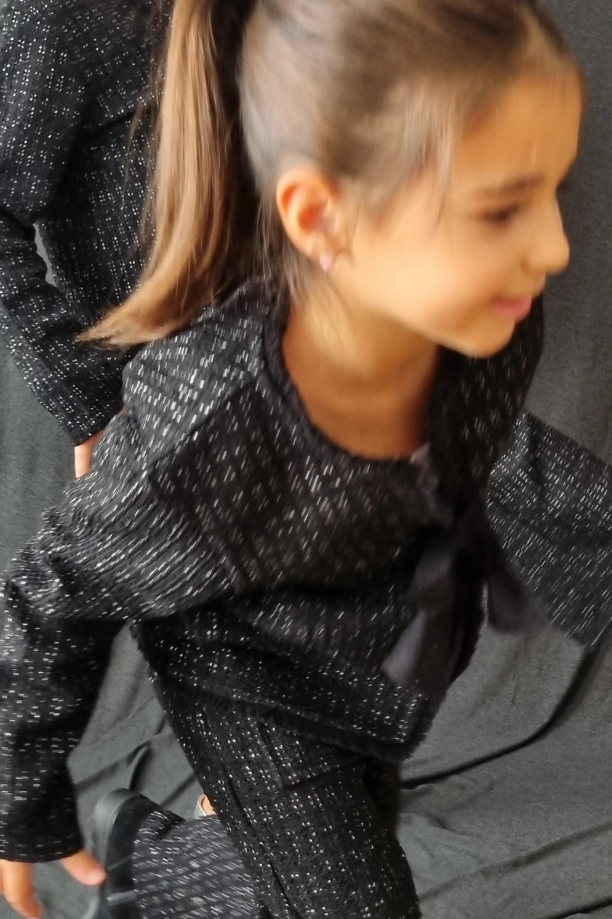 Lurex Dokulu Şifon Bağlamalı Ceket