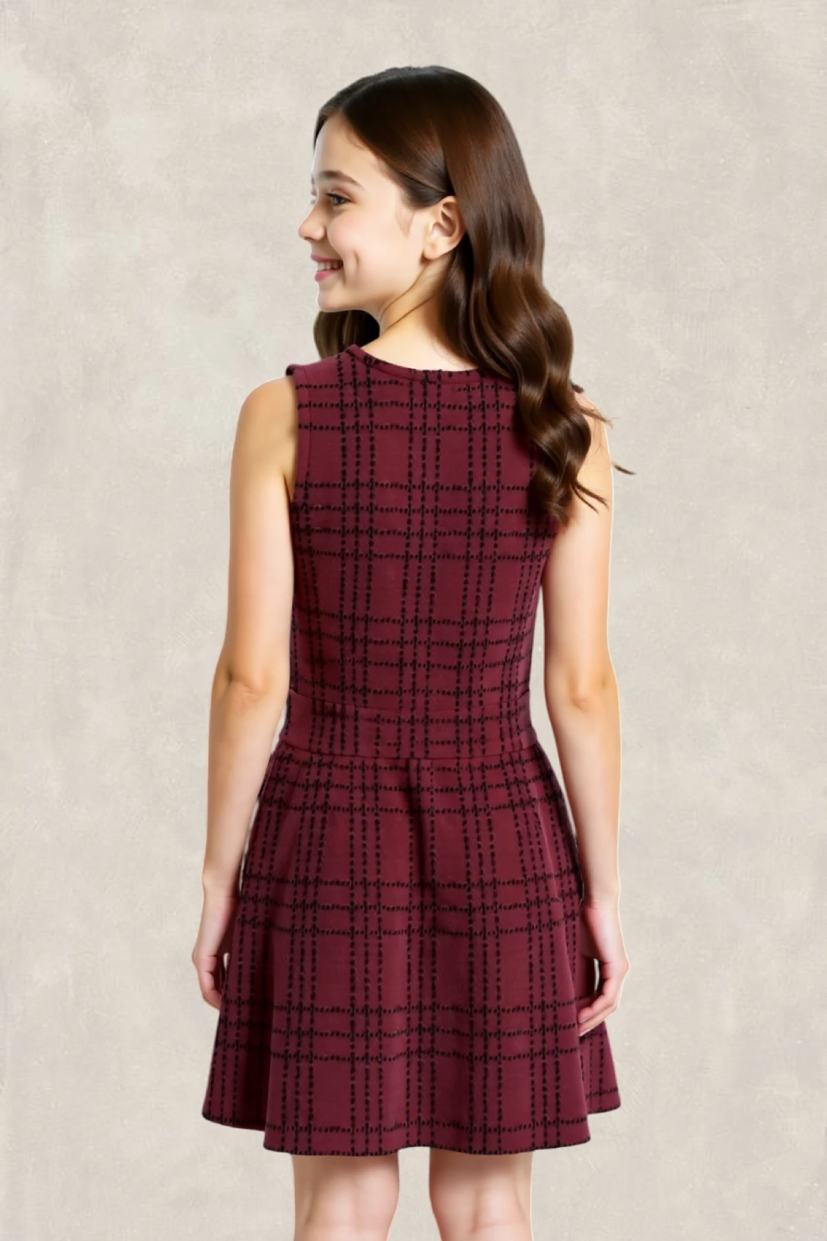 Çift Tokalı Ekose Elbise