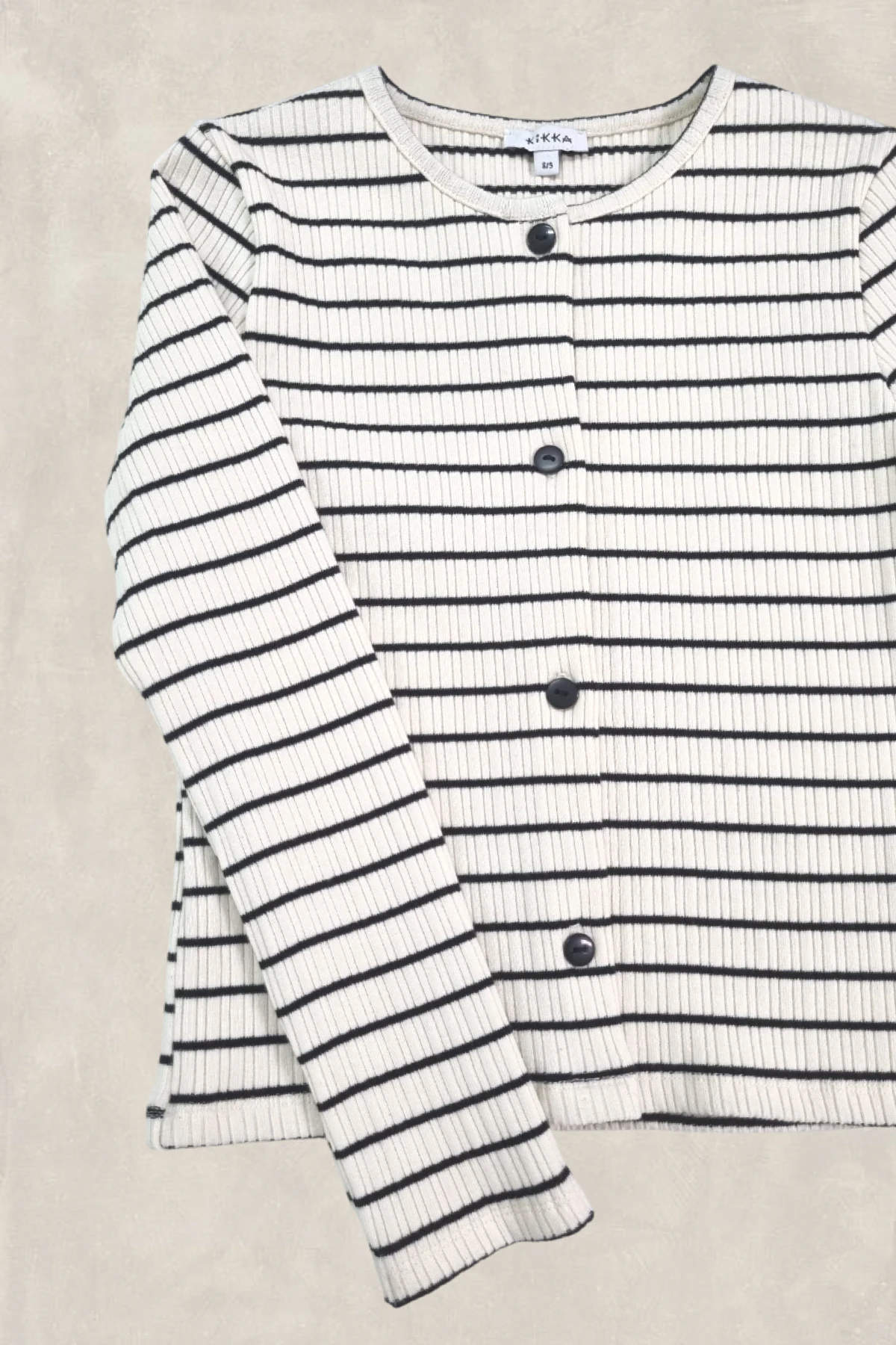 Çizgili, Uzun Kollu, Düğmeli Triko