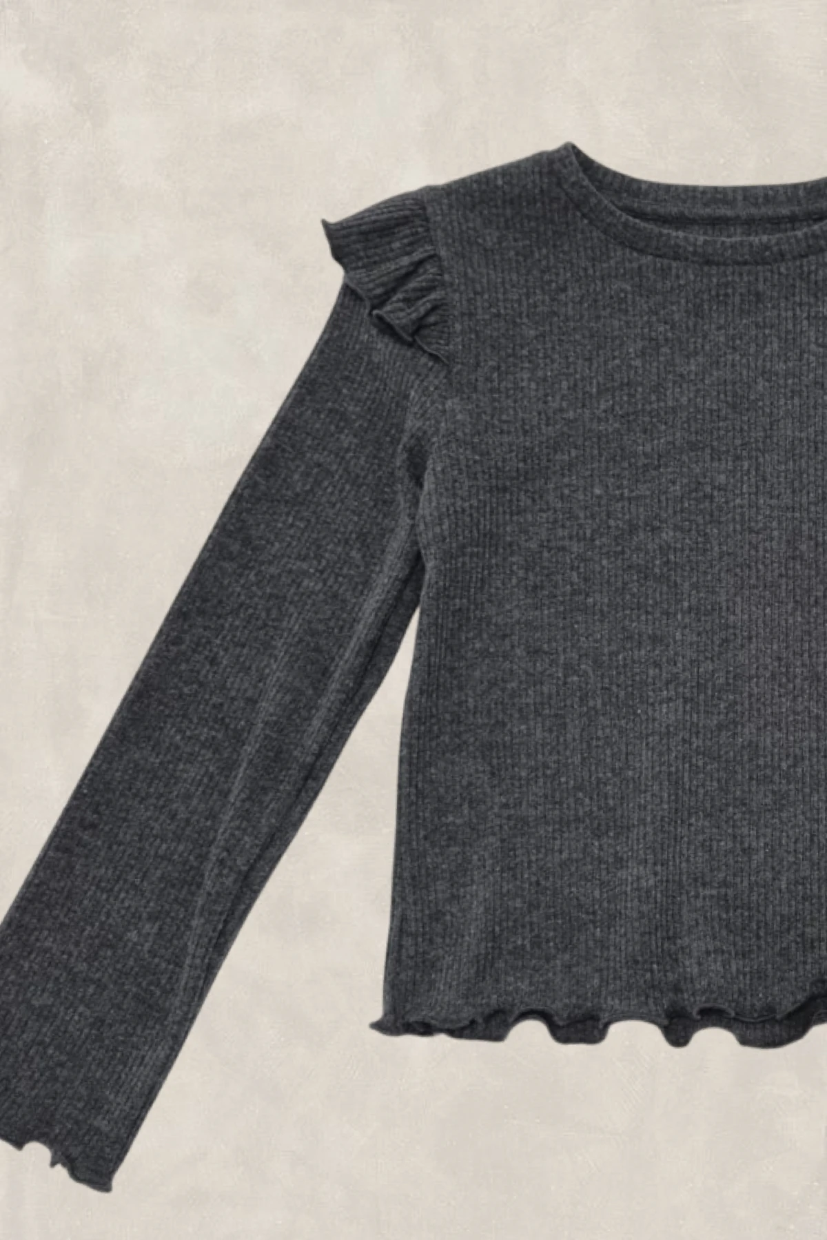 Kikka Basics-Omzu Fırfırlı Uzun Kollu T-shirt