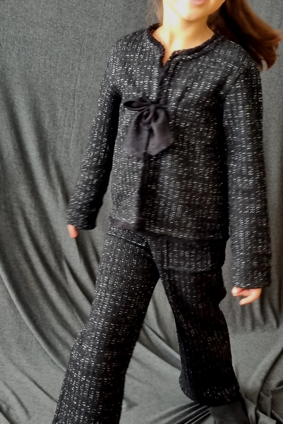 Lurex Dokulu Cepli Pantolon