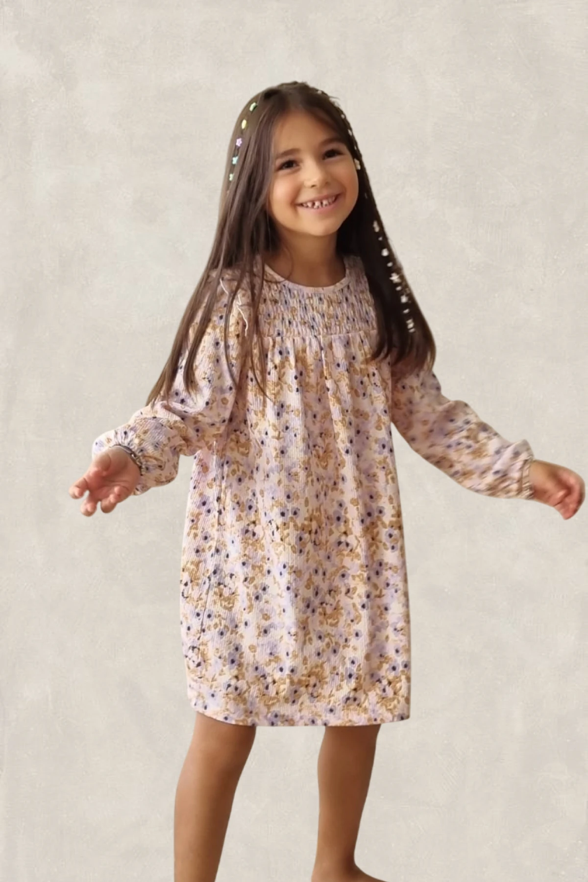 Mini Çiçekli Fırfırlı Elbise