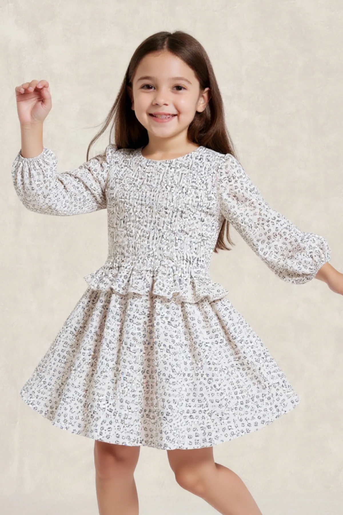 Büzgülü Çiçek Desenli Elbise