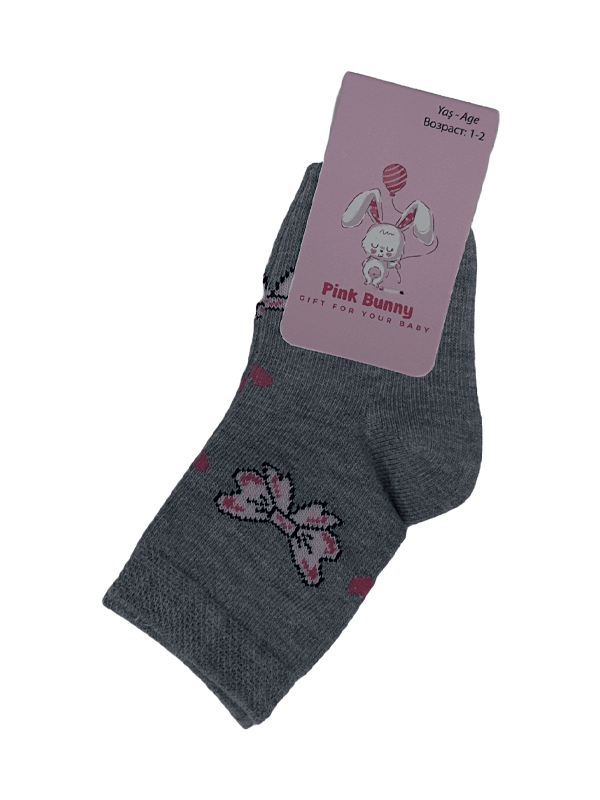 Pink Bunny Fiyonk Desenli Çocuk Yazlık Çorap Seti