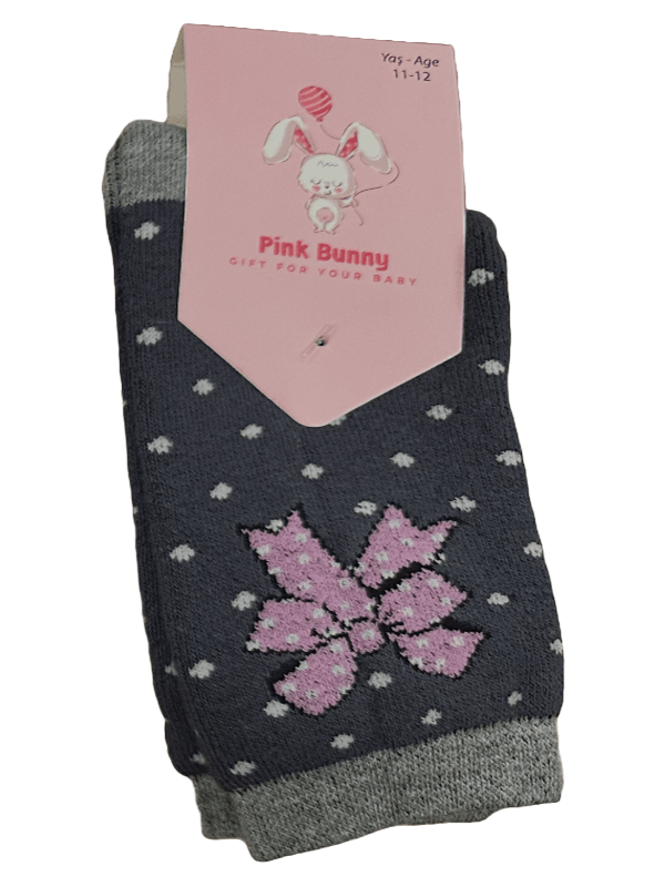 Pink Bunny Kurdele Mini Fiyonk Havlu Çocuk Çorap Seti 