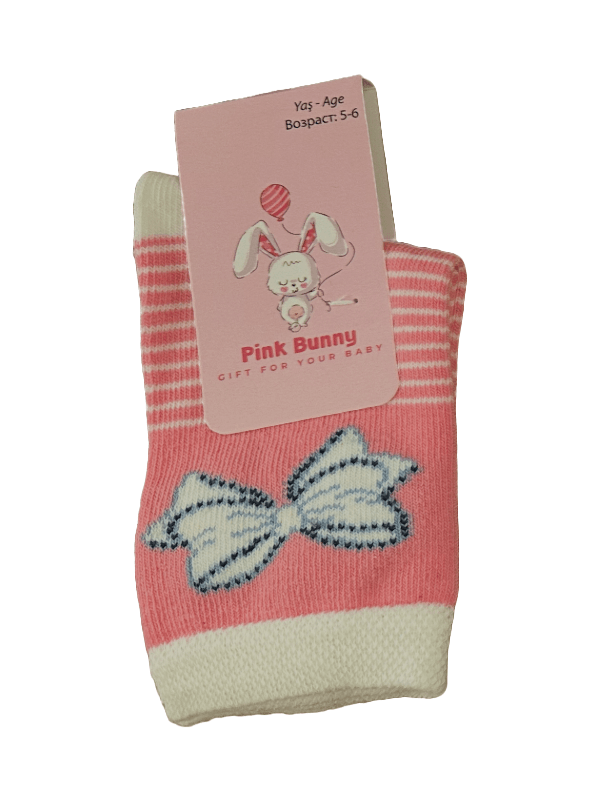 Pink Bunny Kurdele Desenli Çocuk Soket Çorap Seti 