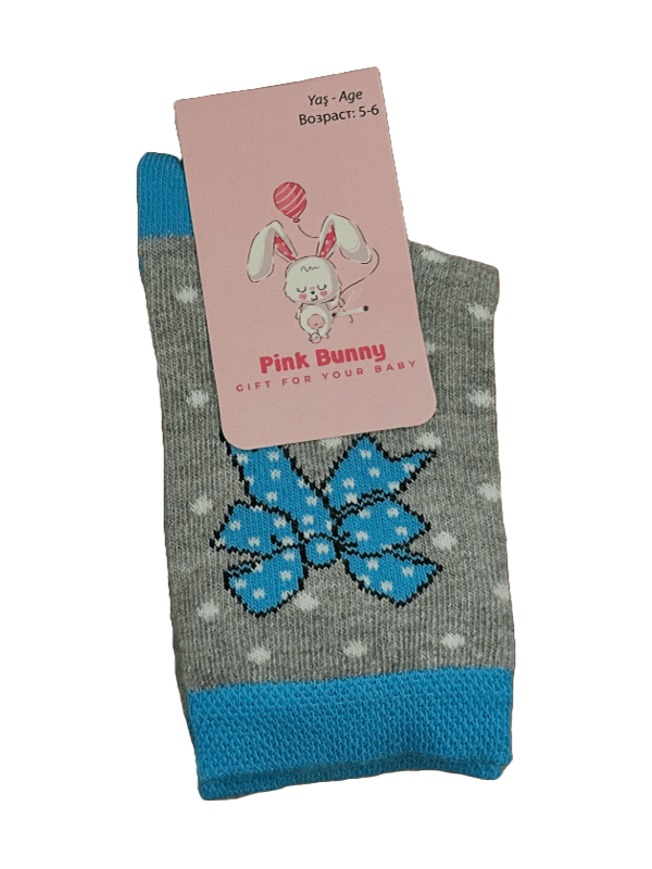 Pink Bunny Kurdele Desenli Çocuk Soket Çorap Seti 