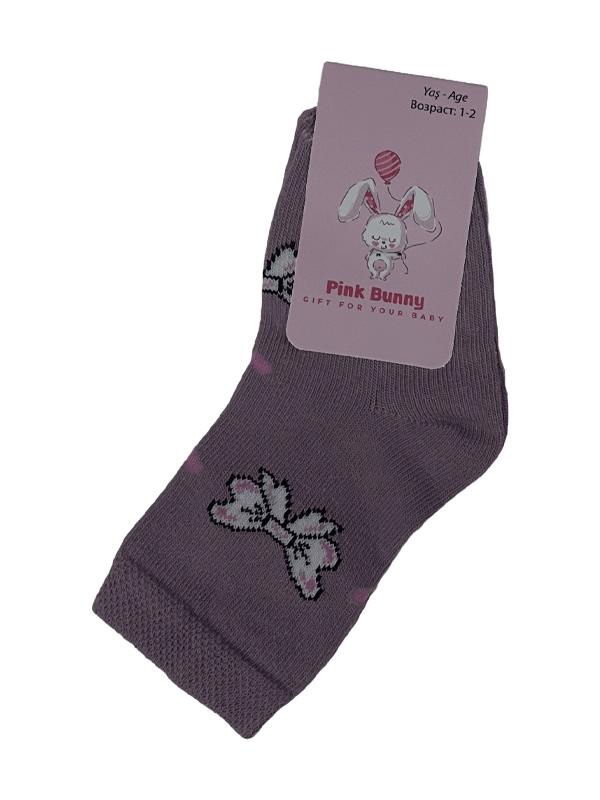 Pink Bunny Fiyonk Desenli Çocuk Yazlık Çorap Seti