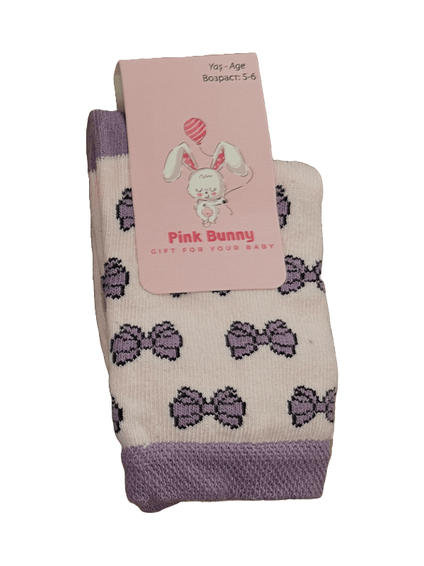 Pink Bunny Kurdele Desenli Çocuk Soket Çorap Seti 