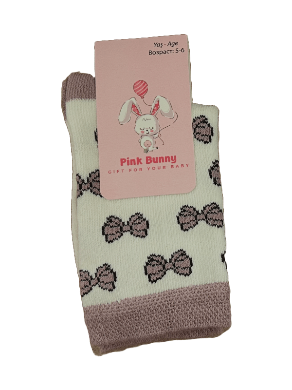 Pink Bunny Kurdele Desenli Çocuk Soket Çorap Seti 