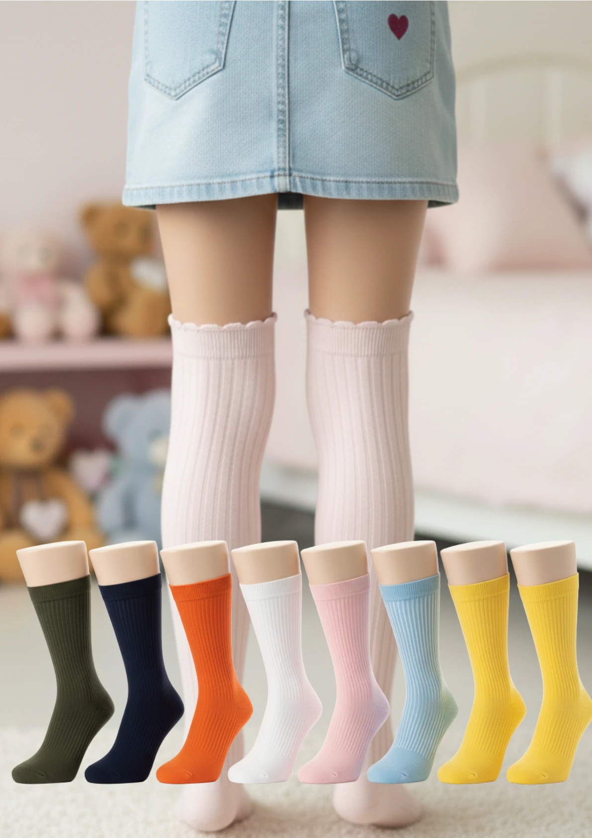 Pink Bunny Bebek - Çocuk Karışık Renkli Dizaltı Çorap Karışık Renkli 0-1 YAŞ // HSTKS0001119