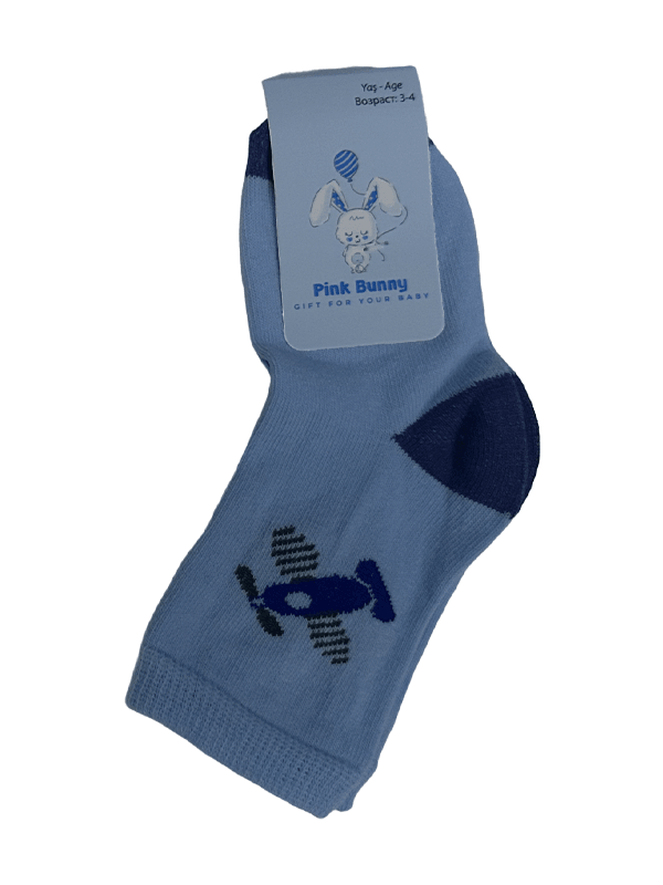 Pink Bunny Uçak-Pervane Desenli Çocuk Yazlık Çorap Seti