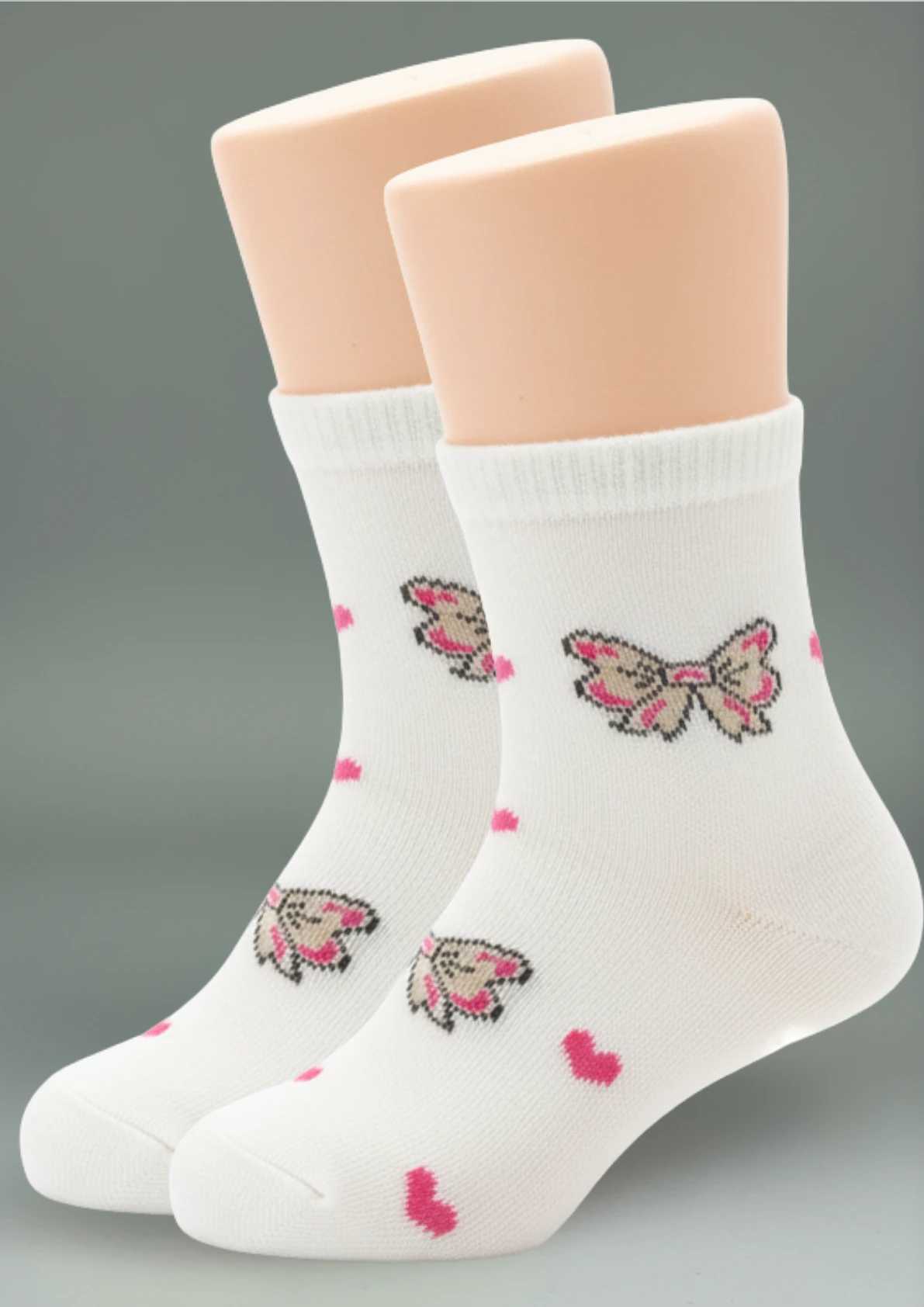 Pink Bunny Fiyonk Desenli Çocuk Çorap Seti