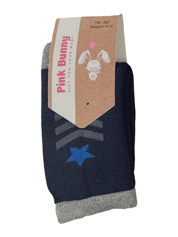 Pink Bunny YIldız Arma Desenli Havlu Çocuk Çorap Seti
